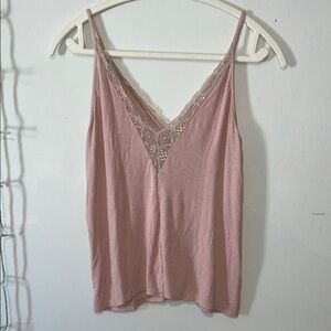 American Eagle Soft & Sexy Ribbed Lace Trim Cami Top